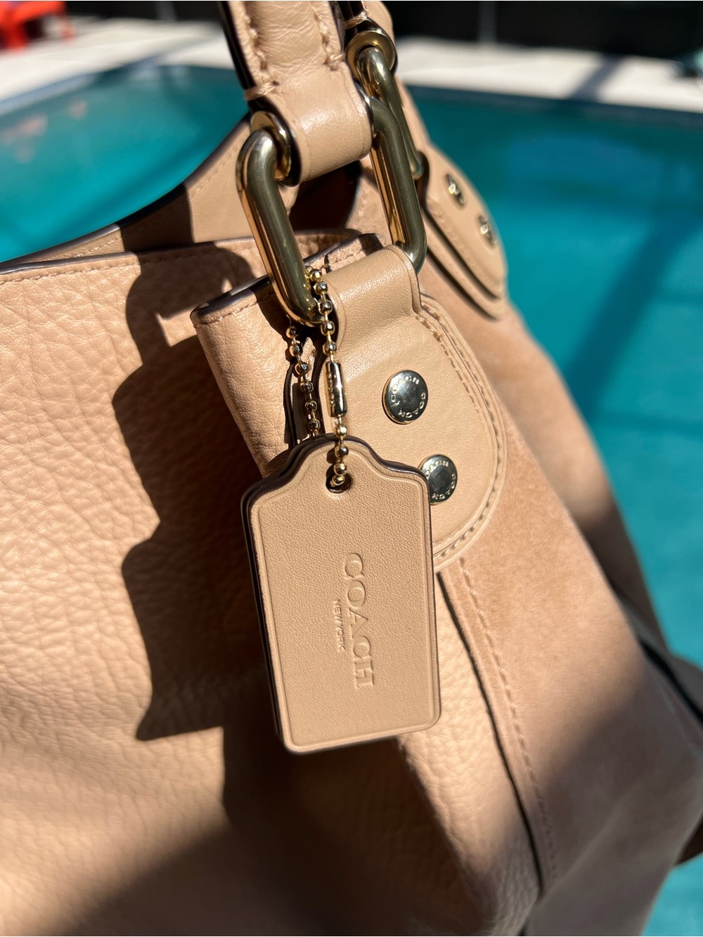 Coach Edie shoulder bag 42 Beechwood leather and suede 20334